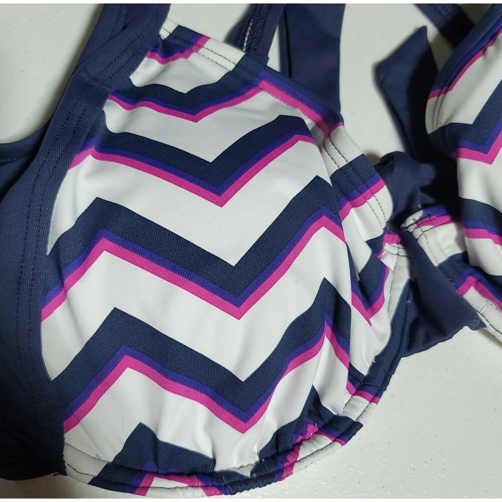 Carve Designs Bikini 2‎ Piece Swimsuit Underwire XL 36DD D XL Navy Pink Chevron - Picture 12 of 16